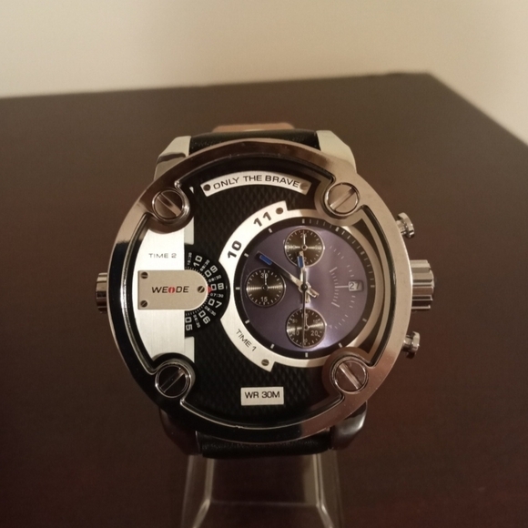 New Dual Time zone Purple Weide Men’s Fashion Watch with box - Picture 2 of 4